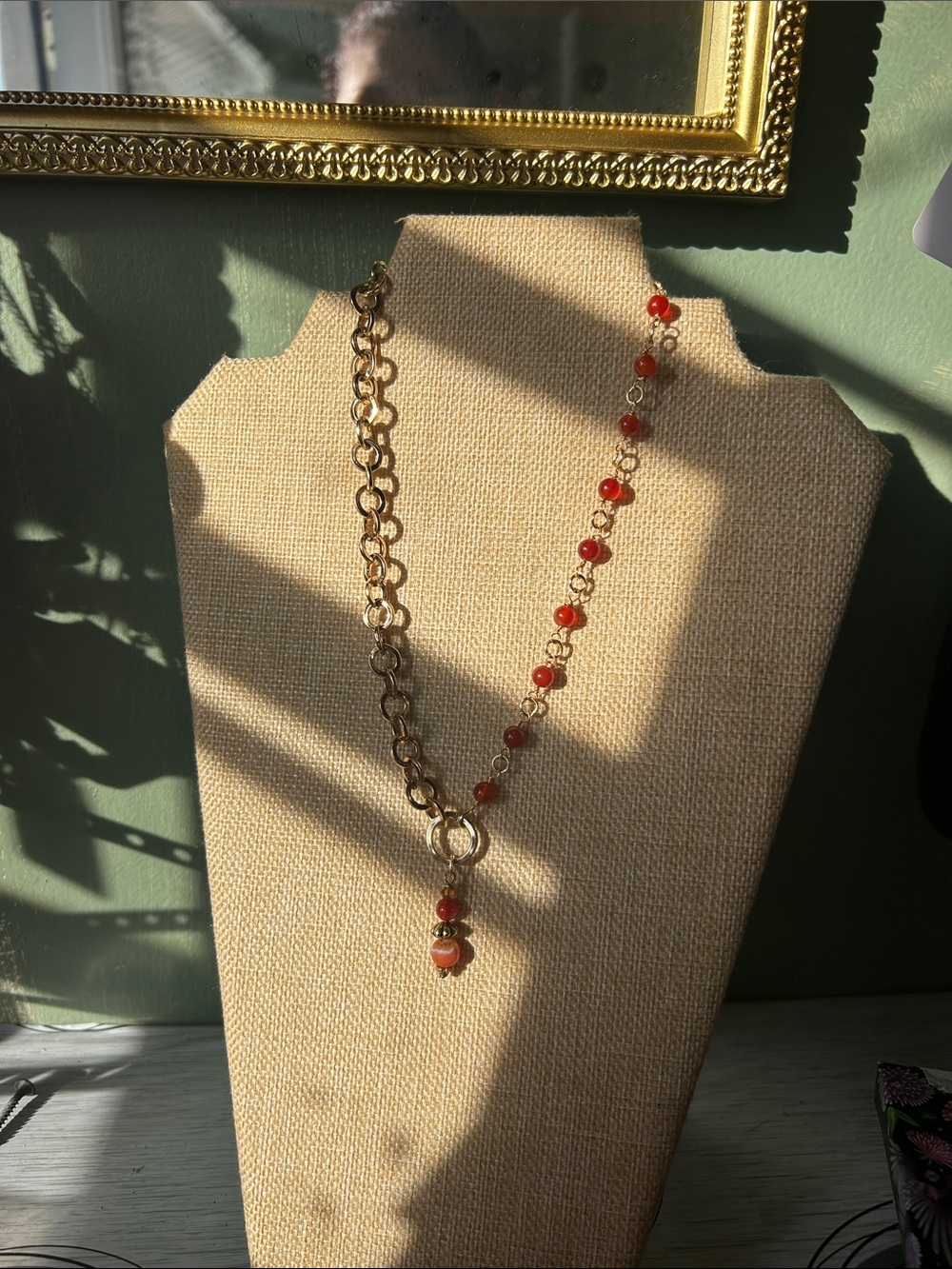 Artisan Fire Red Agate Pendant Necklace